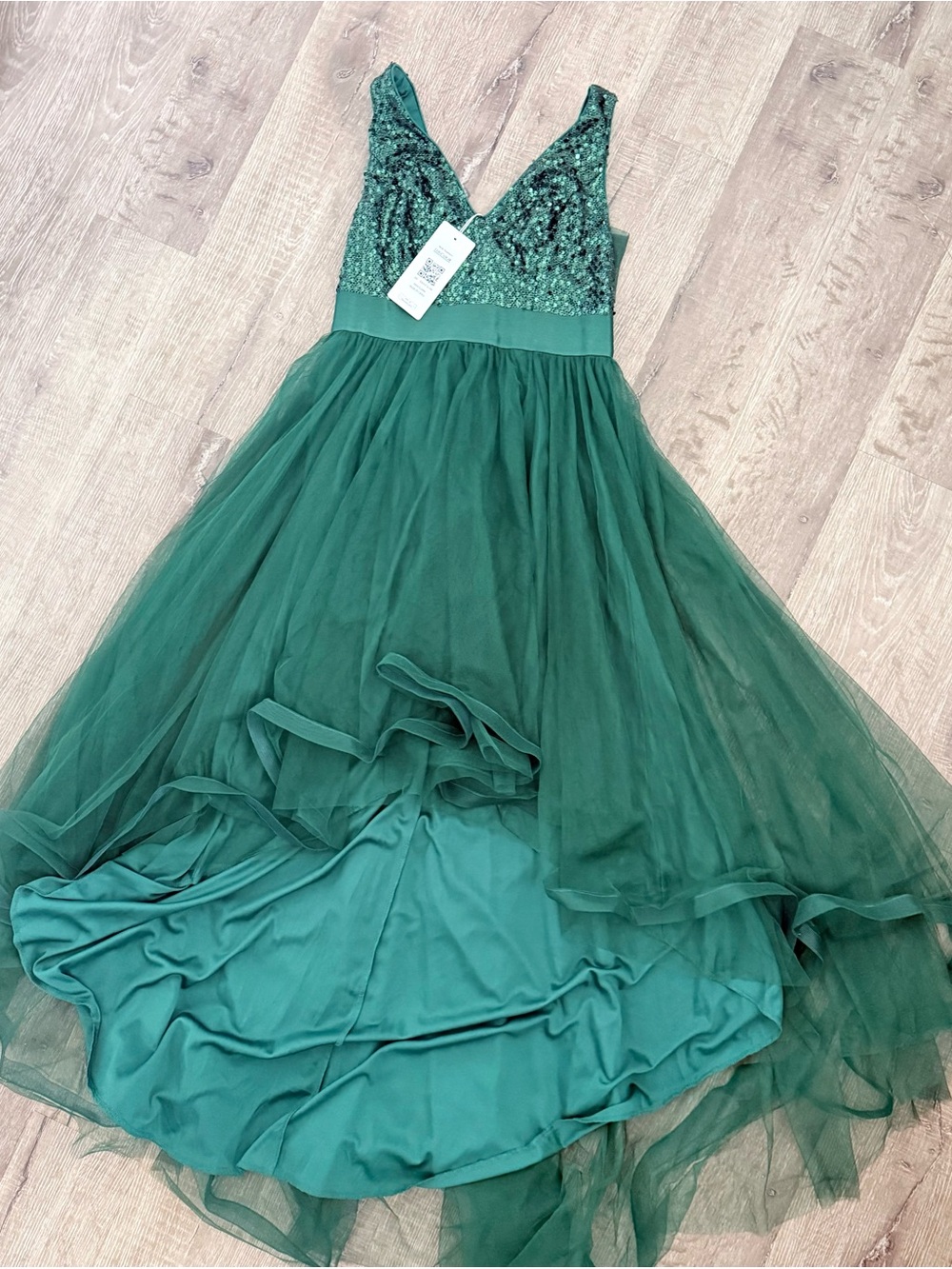 Ever-Pretty Green Sequin Tulle High Low Prom Dress Size 8 NWT